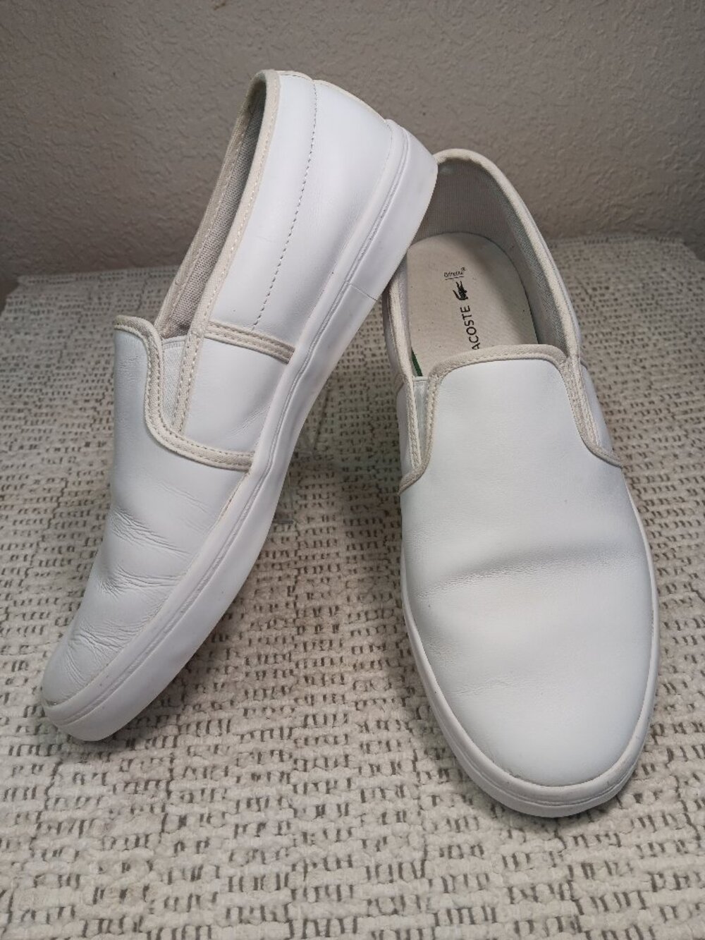 Lacoste 'Gazon BL 1' Women's White Leather Slip On Sneakers sz 9.5